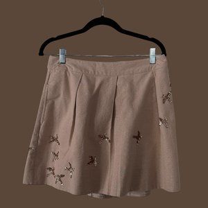 Anthropologie Leifnotes Pleated Metallic Mini Skirt Sequin Detail Sz 10